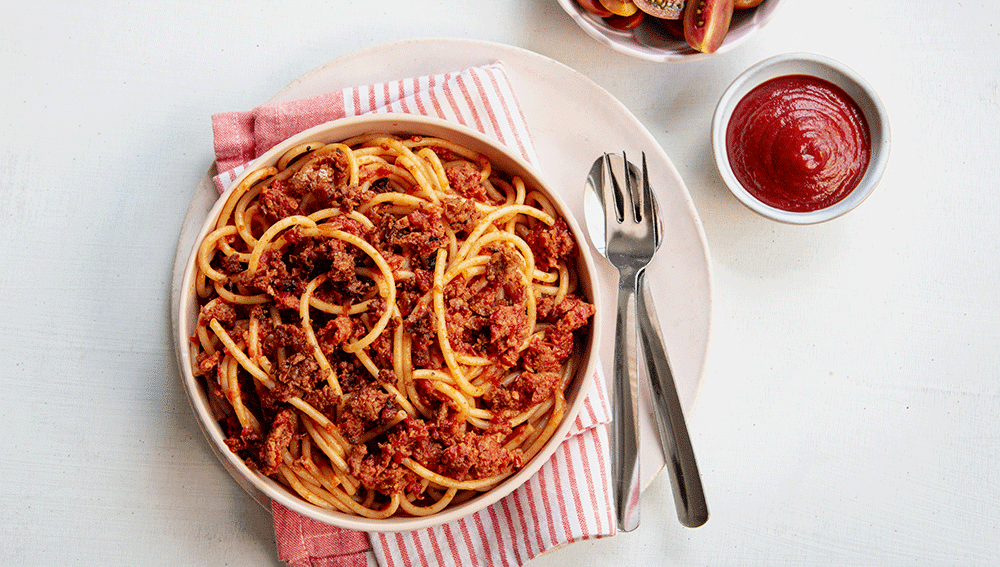 Kinderspaghetti mit Tomatensoße