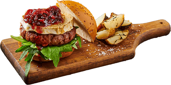 Burger mit Cranberry-Zwiebel-Jam und Ziegenkäse 