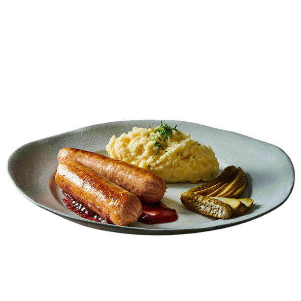 Redefine Bratwurst mit Kartoffelsalat und Preiselbeersauce 