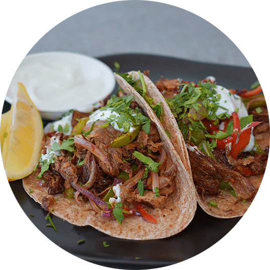 Fajitas met plantaardige pulled beef 