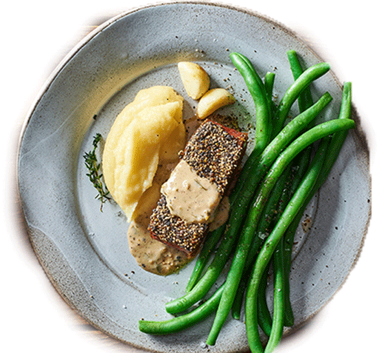 Flank Steak with Peppercorn Sauce