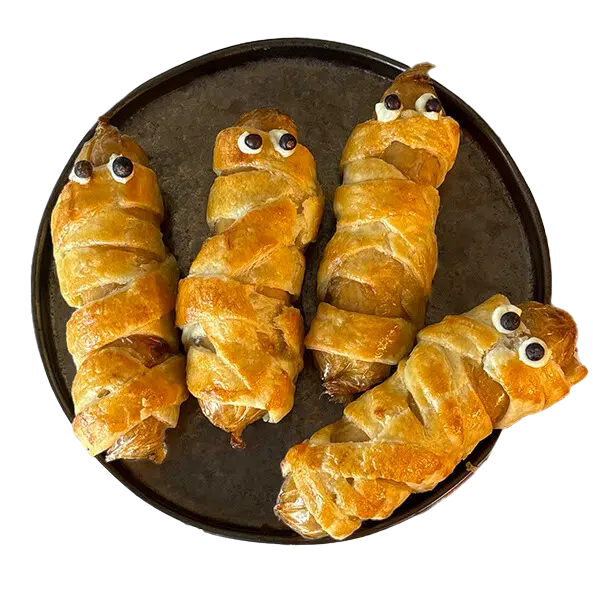 Halloween Bratwurst Sausage Mummies 