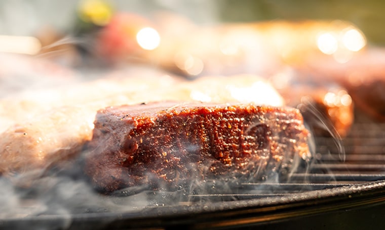 plant based steak grilling