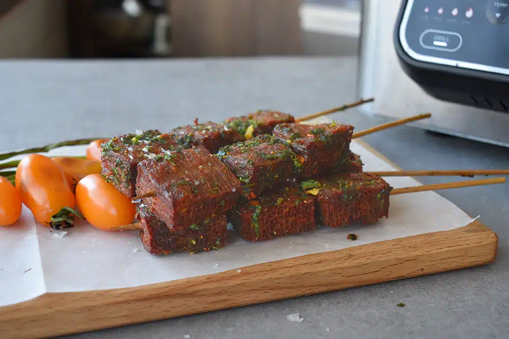 Redefine Flank Skewers cooked in Air Fryer